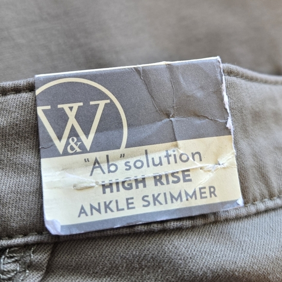 Wit & Wisdom Womens "AB"Solution Pants Sz 0 Green-Tan Ankle Skimmer Casual - Picture 10 of 12